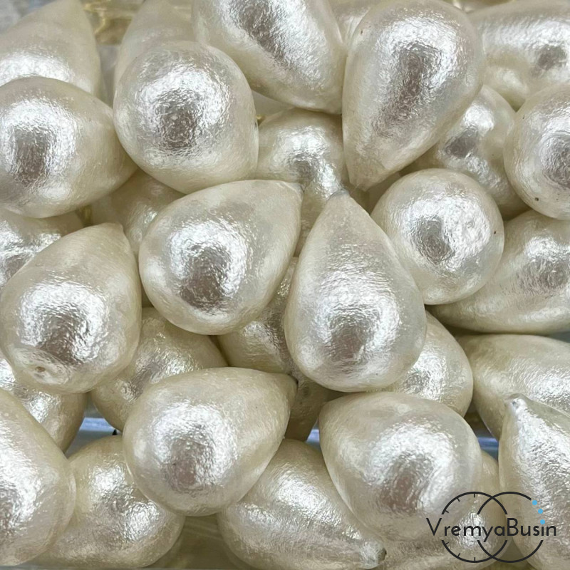 Жемчуг хлопковый, капля 16х24 мм, цв.   белый   (1 шт.)