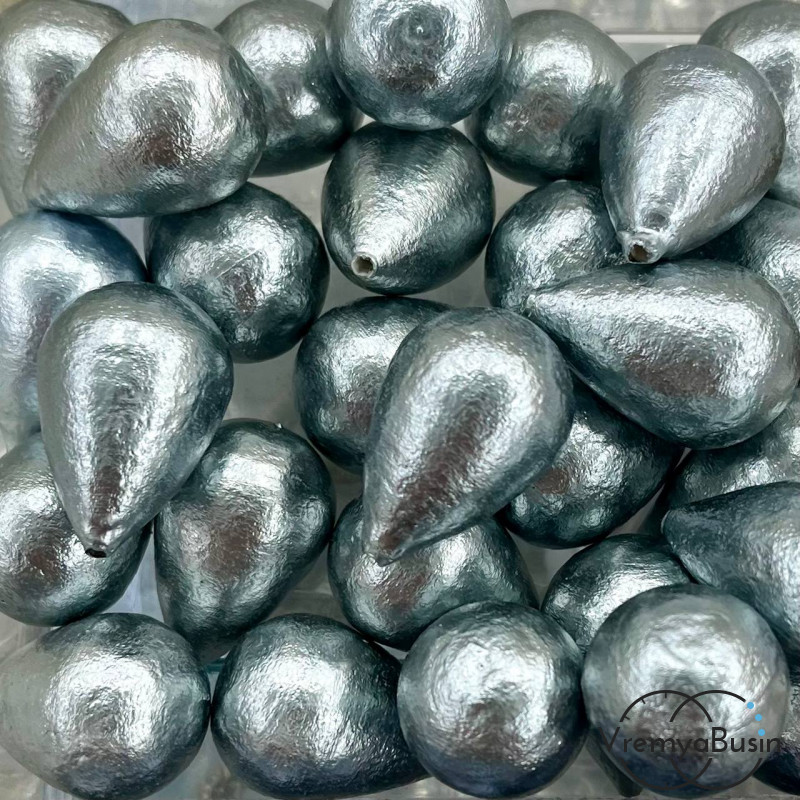Жемчуг хлопковый, капля 16х24 мм, цв.    серый  (1 шт.)