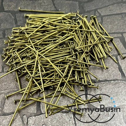 Пины с гвоздиком, 30 мм, цв. бронза (упак. ок. 100 шт.)