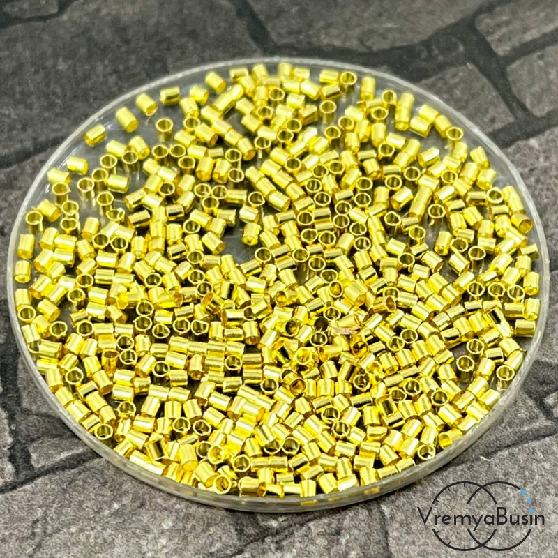 Кримпы трубочки, 1.5 мм, цв. золото (упак. 2 гр.)