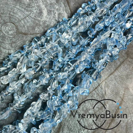 Кварц тонир., имит. из стекла, крошка каменная (нить, ок. 80 см.)