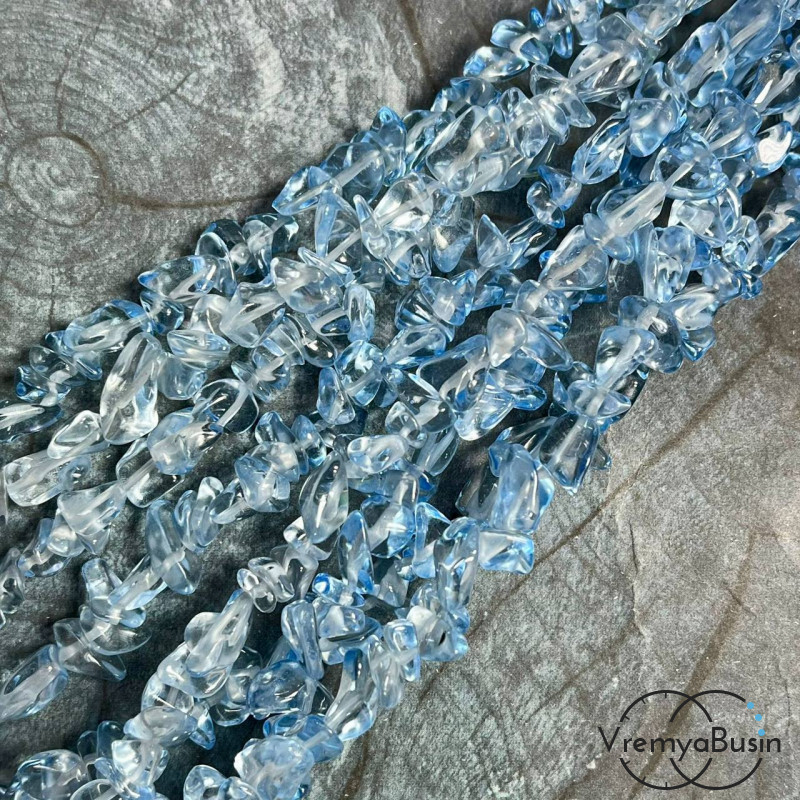 Кварц тонир., имит. из стекла, крошка каменная (нить, ок. 80 см.)