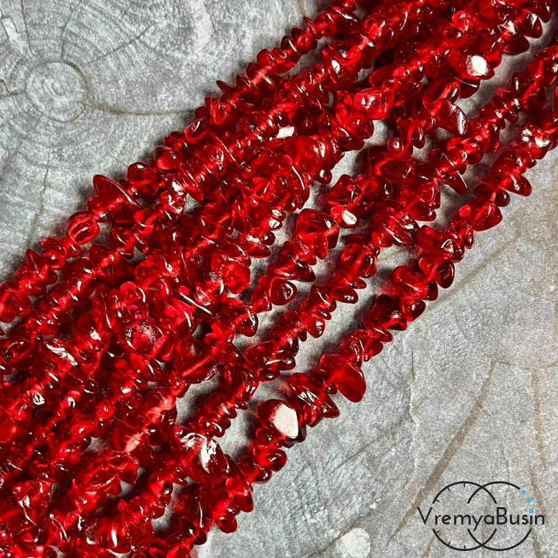 Кварц тонир., имит. из стекла, крошка каменная (нить, ок. 80 см.)