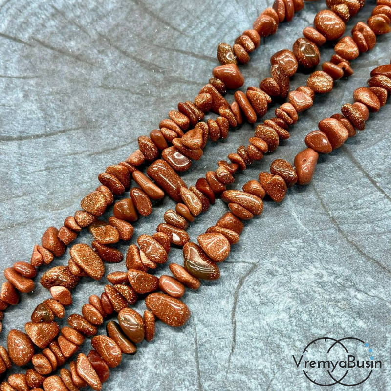 Крошка каменная. Коричневый авантюрин (нить, ок. 40 см.)