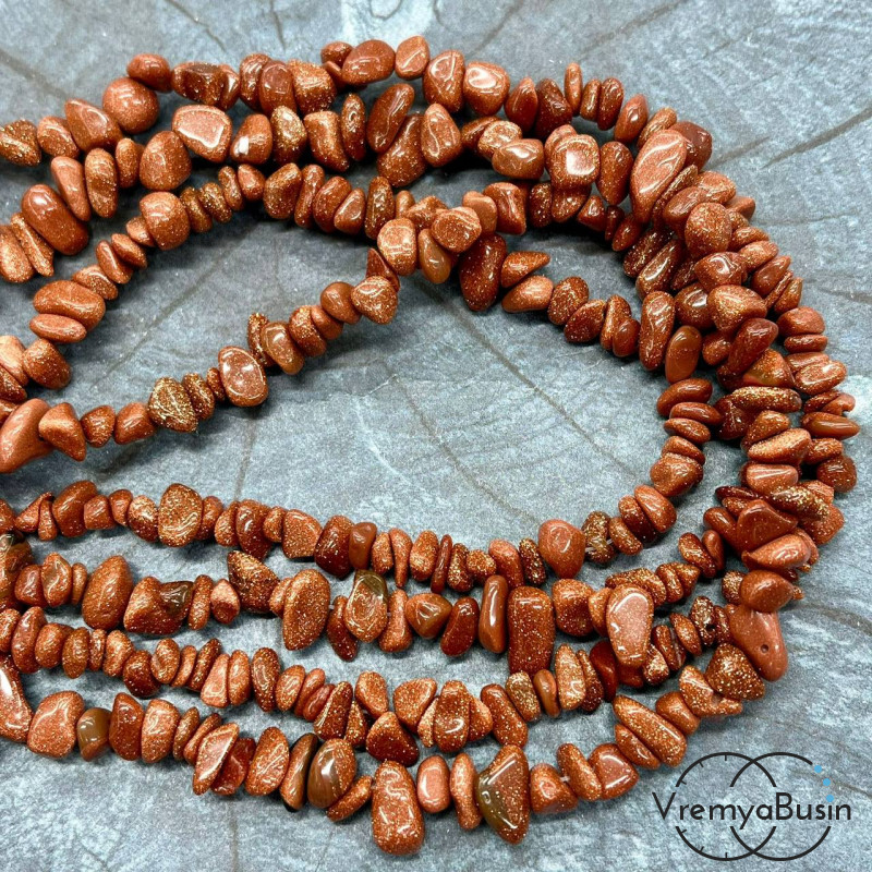 Крошка каменная. Коричневый авантюрин (нить, ок. 80 см.)