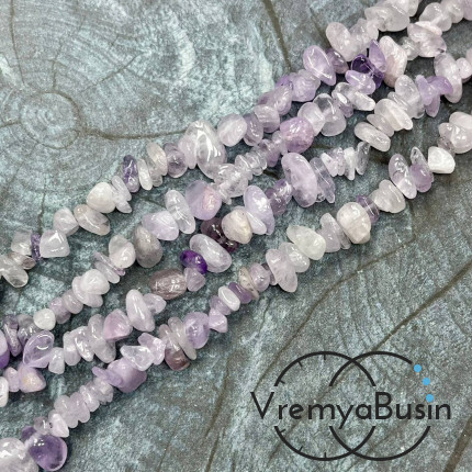 Аметист лавандовый. Крошка каменная (нить ок. 40 см.)