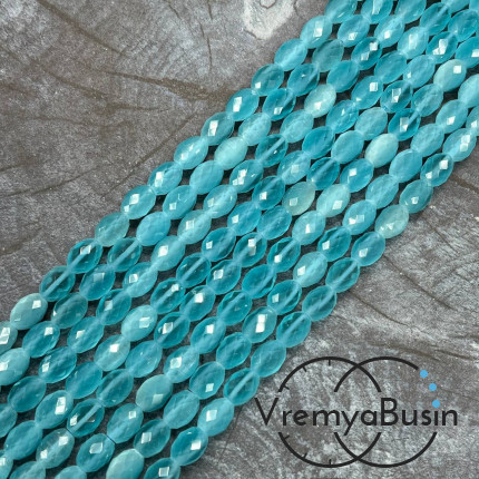 Кошачий глаз имит., бусины граненые рис, 7х10 мм (нить, ок. 38 шт.)