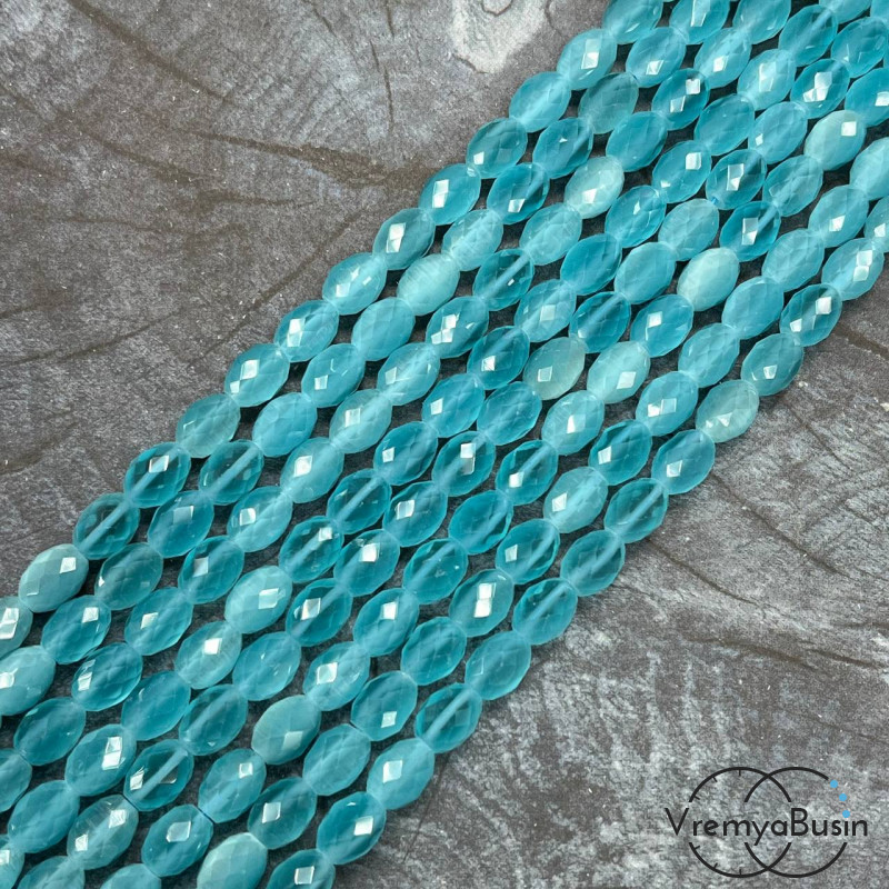 Кошачий глаз имит., бусины граненые рис, 7х10 мм (нить, ок. 38 шт.)