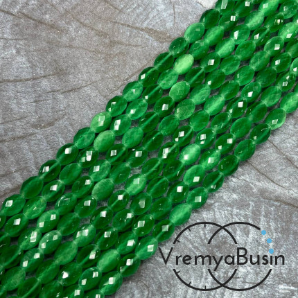 Кошачий глаз имит., бусины граненые рис, 7х10 мм (нить, ок. 38 шт.)