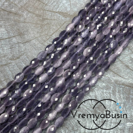 Кошачий глаз имит., бусины граненые рис, 7х10 мм (нить, ок. 38 шт.)