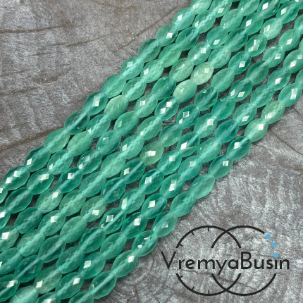 Кошачий глаз имит., бусины граненые рис, 7х10 мм (нить, ок. 38 шт.)