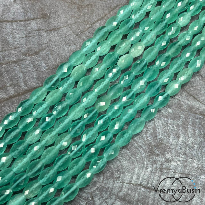 Кошачий глаз имит., бусины граненые рис, 7х10 мм (нить, ок. 38 шт.)