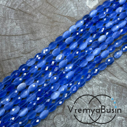 Кошачий глаз имит., бусины граненые рис, 7х10 мм (нить, ок. 38 шт.)