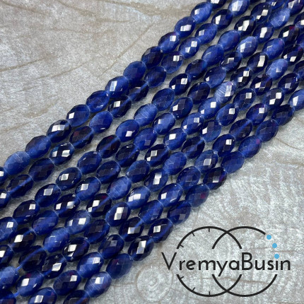 Кошачий глаз имит., бусины граненые рис, 7х10 мм (нить, ок. 38 шт.)