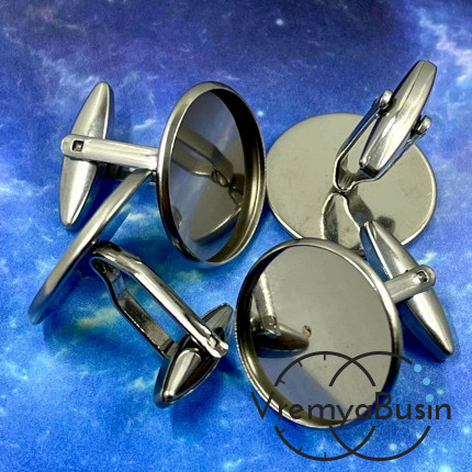 Основа под запонки с площадкой 20 мм, нержавеющая сталь (1 пара)