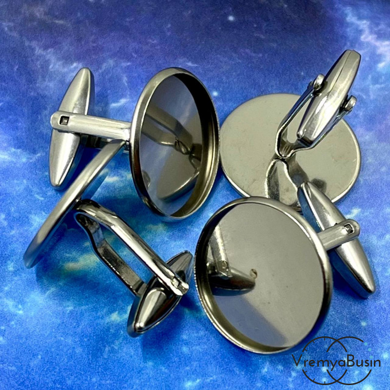 Основа под запонки с площадкой 20 мм, нержавеющая сталь (1 пара)