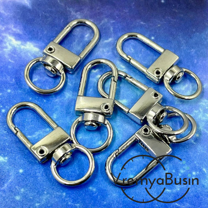 Основа для брелока с карабином, 13х33 мм, цв. никель (1 шт.)