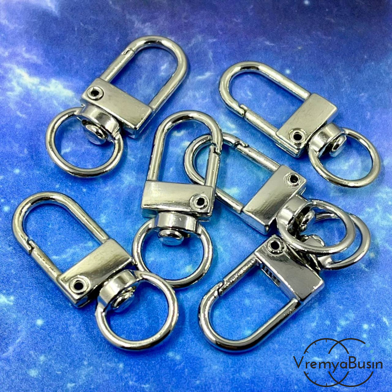 Основа для брелока с карабином, 13х33 мм, цв. никель (1 шт.)