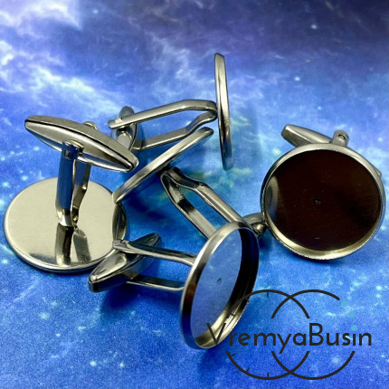 Основа под запонки с площадкой 18 мм, нержавеющая сталь (1 пара)