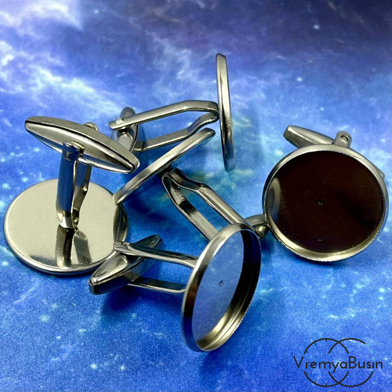 Основа под запонки с площадкой 18 мм, нержавеющая сталь (1 пара)