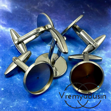 Основа под запонки с площадкой 16 мм, нержавеющая сталь (1 пара)