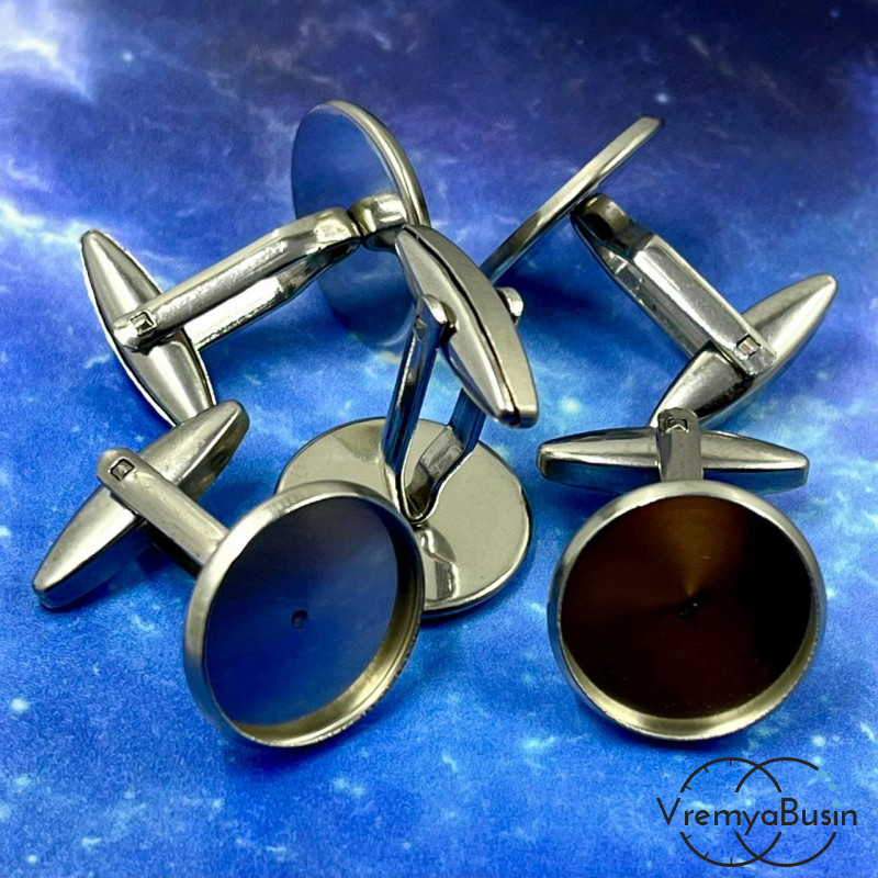 Основа под запонки с площадкой 16 мм, нержавеющая сталь (1 пара)