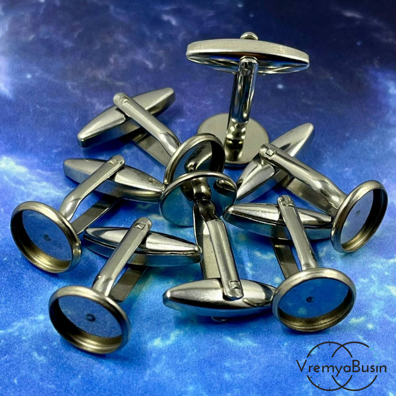 Основа под запонки с площадкой 10 мм, нержавеющая сталь (1 пара)