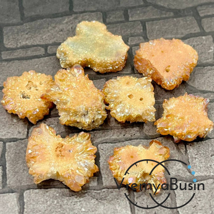 УЦЕНКА: Друза агата с кристаллами, округлые плоские бусины разной формы, ок. 15х20 мм, цв. кремовый металлик (1 шт.)