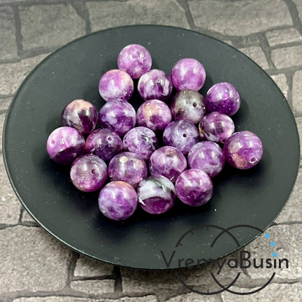 Лепидолит сливовый натур.,  бусины гладкие шарики ок. 8.5 мм (1 шт.)