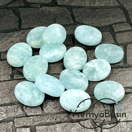 Аквамарин натур., овал плоский граненый 10х14 мм (1 шт.)