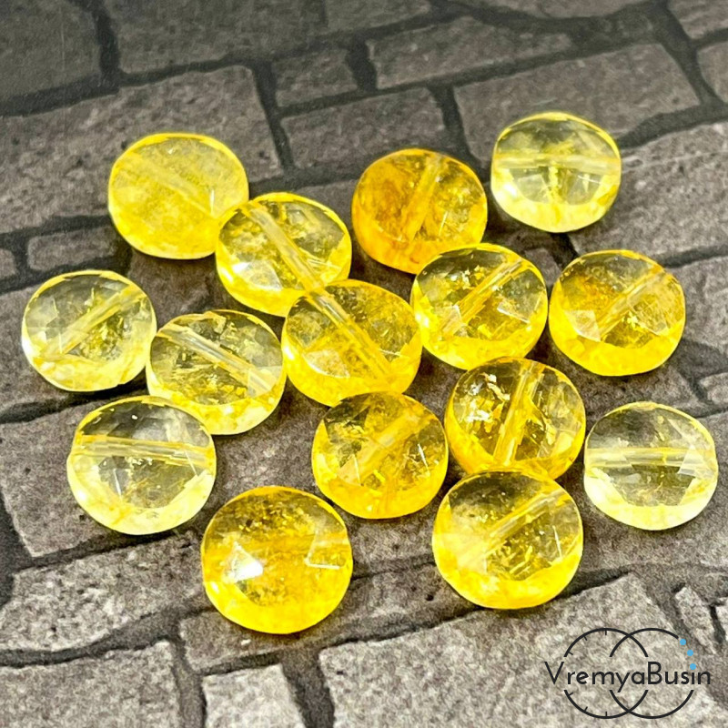 Цитрин тонир., бусины таблетки граненые 10х5 мм (1 шт.)