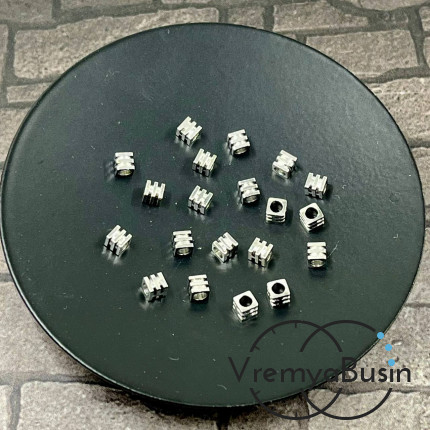 Бусины разделители, кубики 3.2х2.5 мм, латунь с родиевым покрытием (10 шт.)