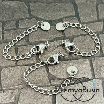 Карабин из нержавеющей стали, 10х5 мм, с цепочкой (1 шт.)