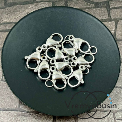 Карабин из нержавеющей стали, 15х8 мм, с колечком (1 шт.)