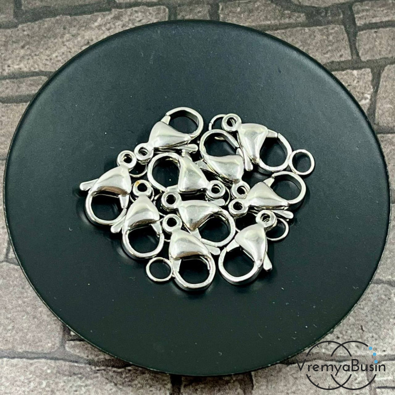 Карабин из нержавеющей стали, 15х8 мм, с колечком (1 шт.)