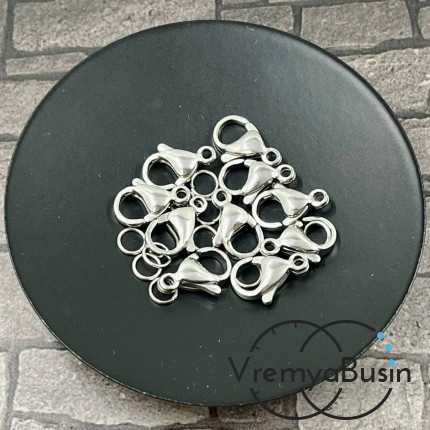 Карабин из нержавеющей стали, 13х7 мм, с колечком (1 шт.)