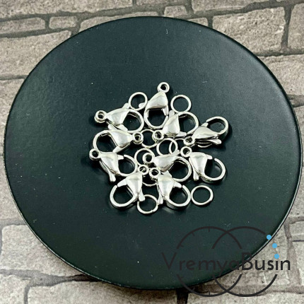 Карабин из нержавеющей стали, 12х6 мм, с колечком (1 шт.)