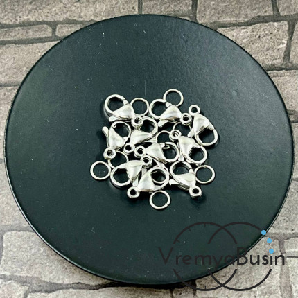 Карабин из нержавеющей стали, 11х6 мм, с колечком (1 шт.)