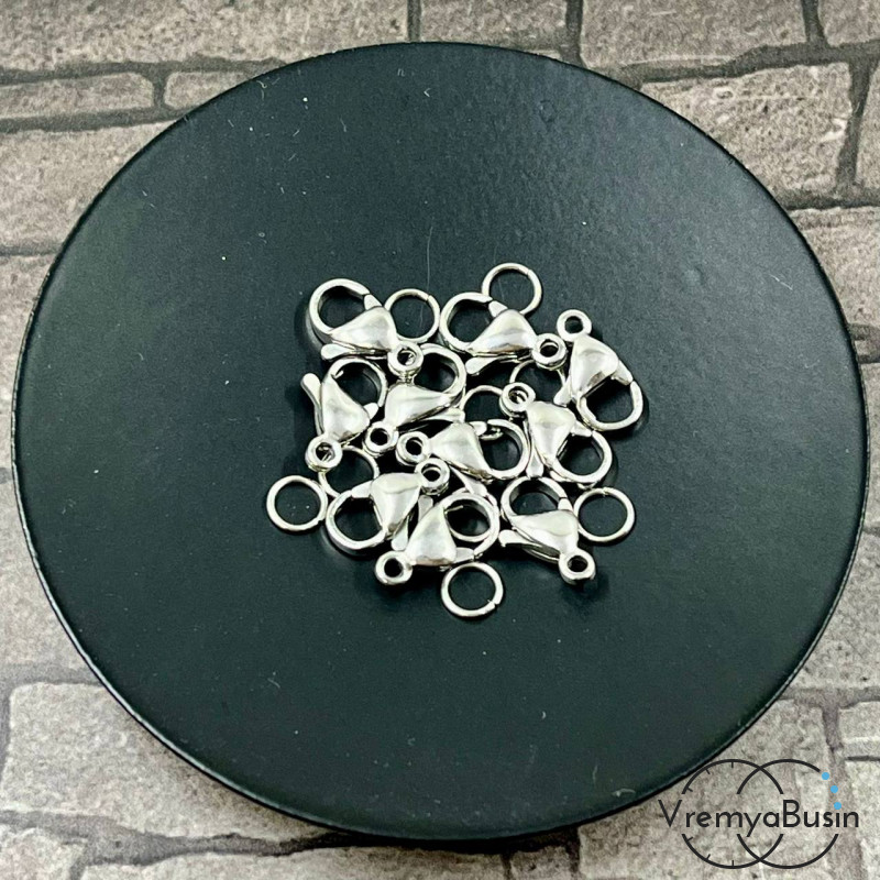 Карабин из нержавеющей стали, 11х6 мм, с колечком (1 шт.)