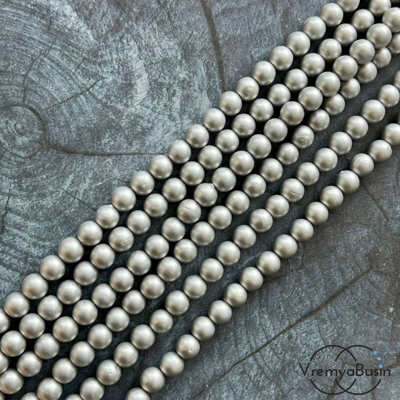Матовый жемчуг Майорка, шарик гладкий 6 мм (1/2 нити, 32 шт.) Матовый жемчуг Майорка, шарик гладкий 6 мм (1/2 нити, 32 шт.)