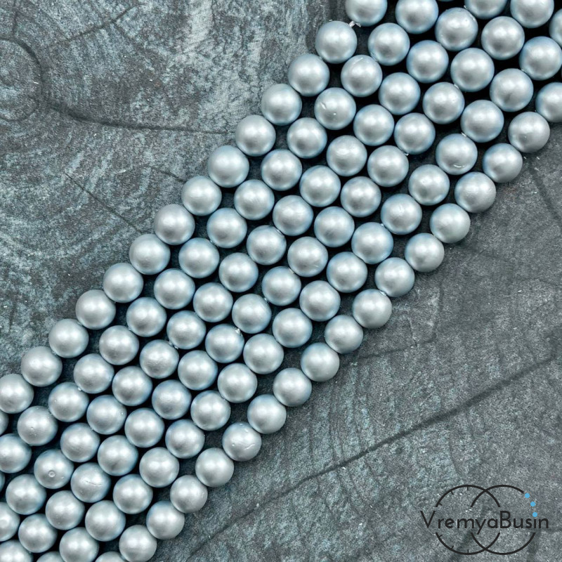 Матовый жемчуг майорка, цв. голубой, шарик гладкий 6 мм (1/2 нити, ок. 32 шт.) Матовый жемчуг майорка, цв. голубой, шарик гладкий 6 мм (1/2 нити, ок. 32 шт.)