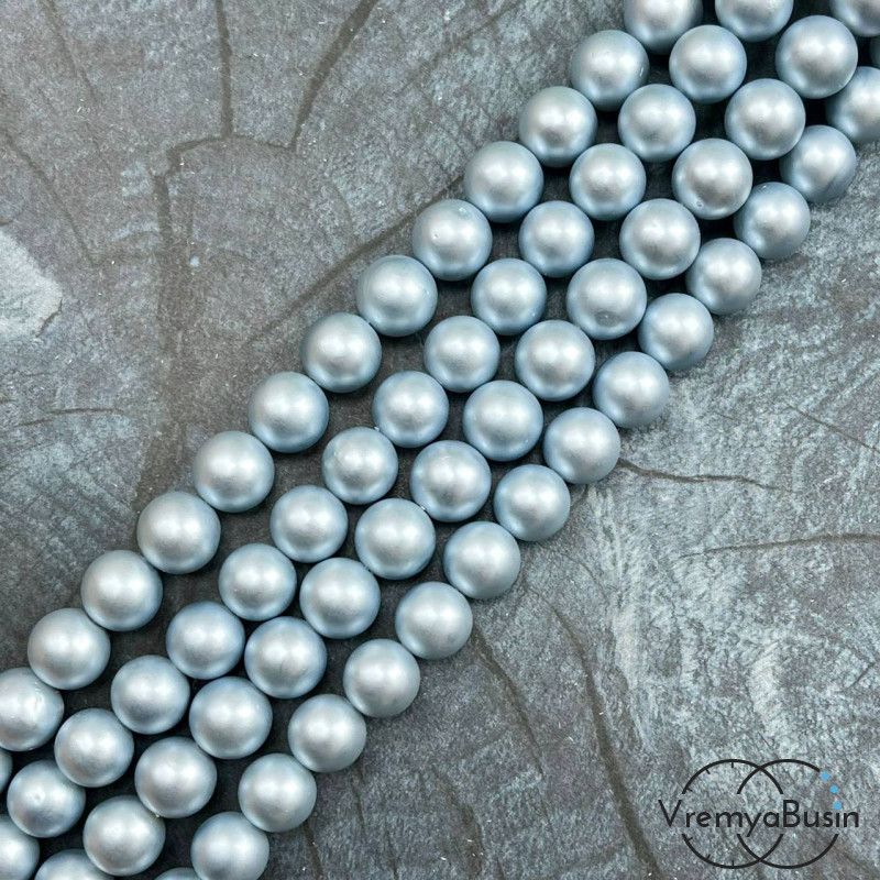 Матовый жемчуг майорка, цв. голубой, шарик гладкий 8 мм (1/2 нити, ок. 24 шт.) Матовый жемчуг майорка, цв. голубой, шарик гладкий 8 мм (1/2 нити, ок. 24 шт.)