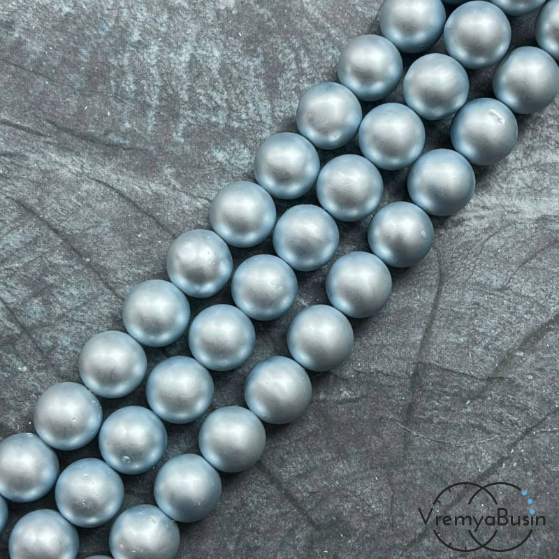 Матовый жемчуг майорка, цв. голубой, шарик гладкий 10 мм (1/2 нити, ок. 19 шт.) Матовый жемчуг майорка, цв. голубой, шарик гладкий 10 мм (1/2 нити, ок. 19 шт.)