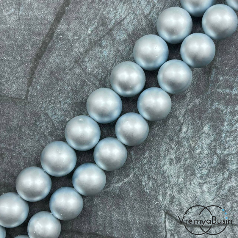 Матовый жемчуг майорка, цв. голубой, шарик гладкий 12 мм (1/2 нити, ок. 16 шт.) Матовый жемчуг майорка, цв. голубой, шарик гладкий 12 мм (1/2 нити, ок. 16 шт.)