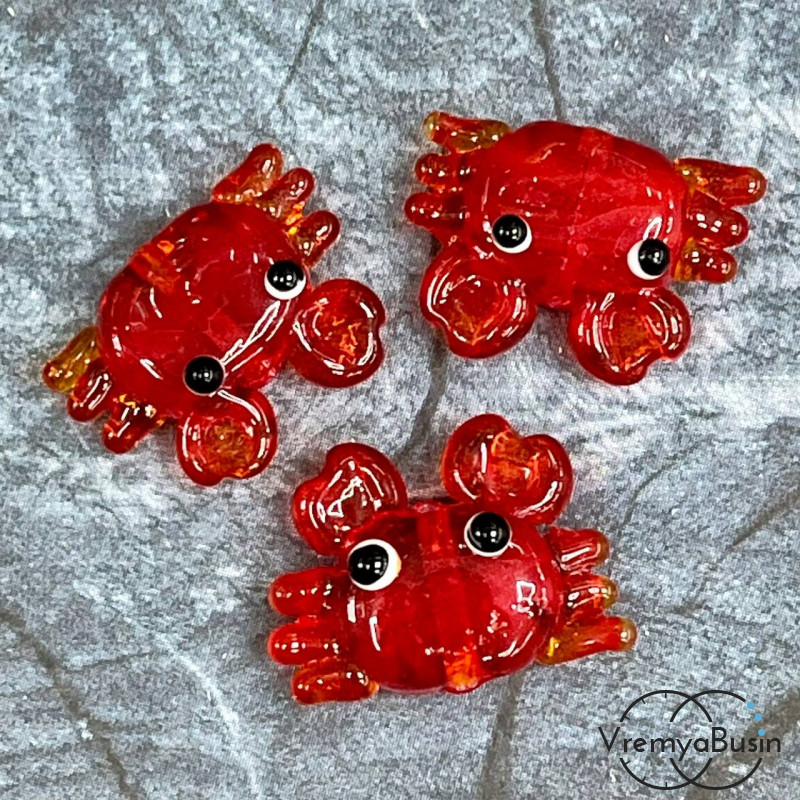 Бусина из стекла лэмпворк "Осьминог", ок. 15х22 мм  (1 шт.)