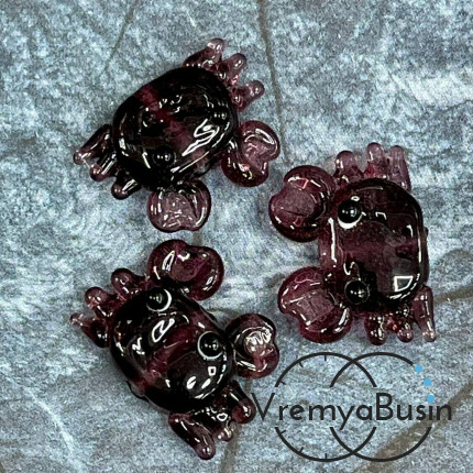 Бусина из стекла лэмпворк "Осьминог", ок. 15х22 мм  (1 шт.)