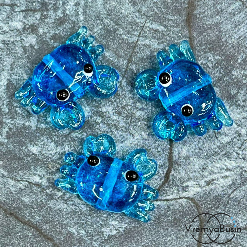 Бусина из стекла лэмпворк "Осьминог", ок. 15х22 мм  (1 шт.)
