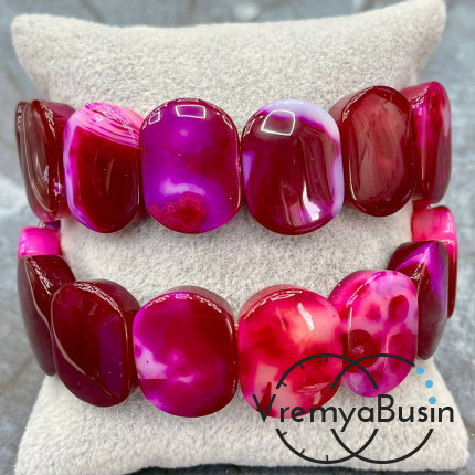 Агат тонированный, бусины гладкие с 2 отверстиями, 15х20 мм (14 шт.)