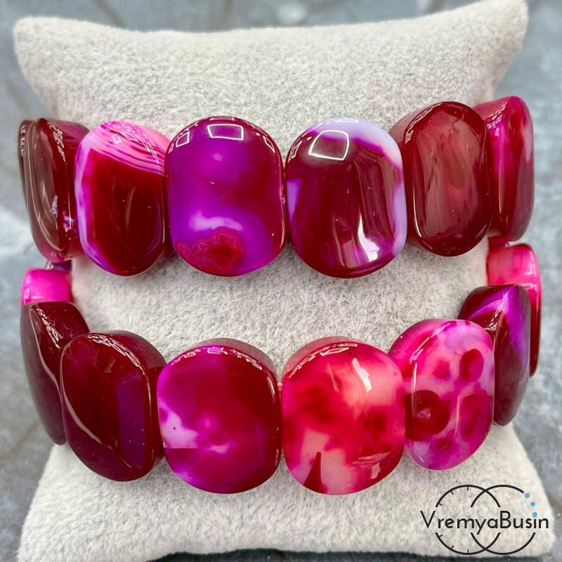 Агат тонированный, бусины гладкие с 2 отверстиями, 15х20 мм (14 шт.)