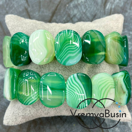 Агат тонированный, бусины гладкие с 2 отверстиями, 15х20 мм (14 шт.)